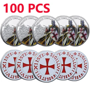 Moneda Desafío Conmemorativo de Metal Templario Cruzados Caballeros Rojos Intercambio 100 PIEZAS - Imagen 1 de 10