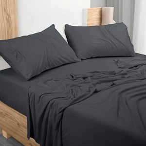 Jersey Knit Sheet Set - 4 Piece Soft Stretchy Sheets - Cotton (Full, Dark Grey) - Picture 1 of 12