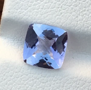 Natural tanzanite perfect cushion cut gemstone good color 1.45 carat loupe clean - Picture 1 of 5