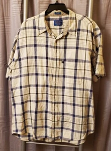 Pendleton Hemd Kurzarm Button Down Herren XLarge blau kariert 100% Baumwolle - Bild 1 von 6