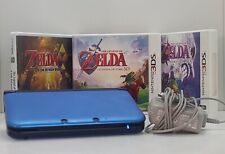 NINTENDO 3DS XL BLUE + 3 ZELDA GAMES CIB WITH CHARGER AND STYLUS INCL.PAL WORKS