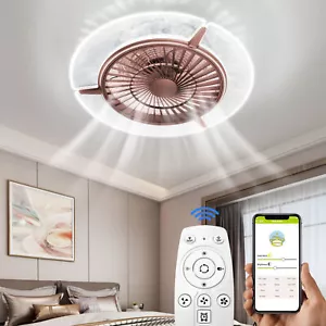 TCFUNDY 22" LED Ceiling Fan with Light Phone & Remote Control Ceiling Light - Picture 1 of 13