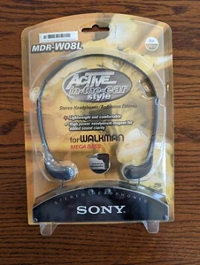 Vintage 1998 Sony MDR-W08L Stereo Headphones for Walkman Mega Bass Lightweight - Picture 1 of 2