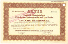 Deutsch-Rumänische Petroleum AG zu Berlin  -  Aktie über 20 RM - Berlin 1924
