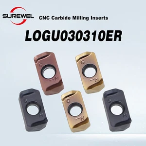 10pcs LOGU030310 Fast Feed Milling Cutter Inserts CNC Carbide Double Face Blade - Picture 1 of 10