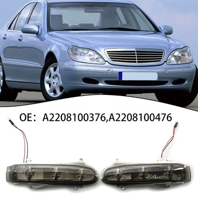Grey ABS Plastic LED Side Mirror Lights for Mercedes For Benz W220 Models - Image 1 of 4