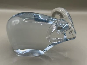 Blenko Crystal Clear Ram Goat Figurine #76G 1979-1981 Aries Paperweight - Picture 1 of 6