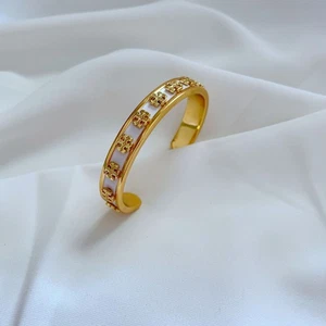 New! Tory small logo white bangle with Jewelry Pouch adjustable Bracelet - Picture 1 of 2