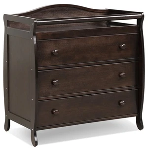 Baby 3 Drawer Changing Table Infant Diaper Changing Station w/ Safety Belt Brown - Picture 1 of 10