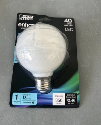 NOS! FEIT ELECTRIC DIMMABLE LED G25 LIGHT BULB, 40W, BPG2540W/950CA/FIL - Image 1 of 2
