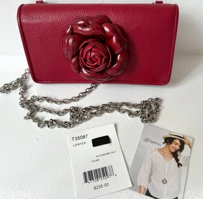LÁPIZ LABIAL BRIGHTON CUERO ROJO ROSIE ROCKMORE CARTERA CLUTCH cadena extraíble nueva con etiquetas Foto 1 de 4