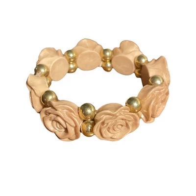 Pulsera Flor Rosa 3D Beige Foto 1 de 3