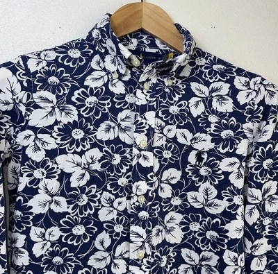 Polo Ralph Lauren Knit Oxford Long Sleeve Button Down Floral Hawaiian Print - Image 1 of 4