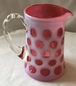 Vintage Fenton art glass cranberry opalescent creamer pitcher - Picture 1 of 4