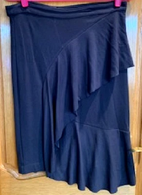 Women's Bordeaux Rayon Blend Tiered Ruffle Midi Soft Skirt Gray Zip  Sz:10 - Image 1 of 3