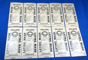 10 NOS C.1950 Wirthmore Feeds TAGS, Laying Mash Pellets, Ingredients Tags - Picture 1 of 9