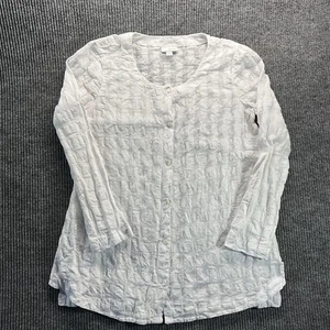 J Jill Pure Jill Shirt Damen klein weiß Leinen Baumwolle Crinkle Knopf Tunika - Bild 1 von 11