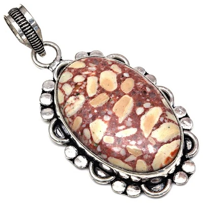 Pendant Wild Horse Jasper Gemstone Handmade Mother Day Silver Jewelry 2" - Image 1 of 4