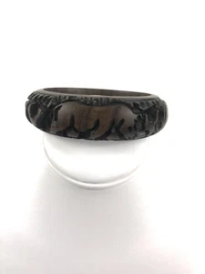 Brazalete de madera tallada rinoceronte animal árbol africano madera oscura étnico - Imagen 1 de 6
