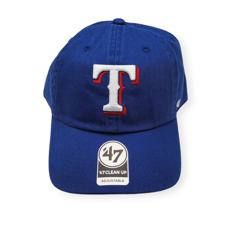 '47 Texas Rangers Clean Up Home Blue Adjustable Strap Hat Dad Cap