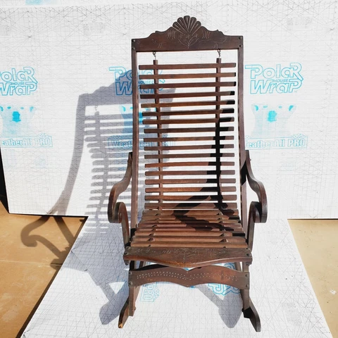 Patent furniture ANTIQUE slat wood recliner lounge ROCKER chair circa 1880s Cover