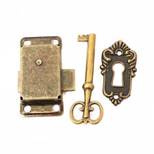 Vintage Iron Alloy Cabinet Door Lock Kit with Key Antique Drawer Wardrobe Lock e