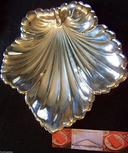 ANTIQUE Ex LARGE FISHER SILVER FANCY LEAF SERVING TRAY DEEP PLATTER - Picture 1 of 4