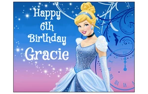CINDERELLA Edible cake decoration sheet Image topper personalized princess - Picture 1 of 1