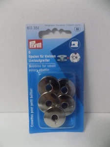 5 BOBINE PER NAVETTA ROTANTE PICCOLA IN METALLO PER MACCHINA CUCIRE MARCA PRYM - Picture 1 of 1