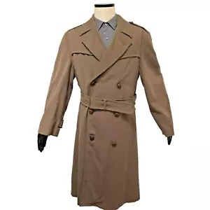 Baracuta trench coat mens 22.5" p2p brown wool mac vintage Quiet Luxury Heritage - Picture 1 of 24