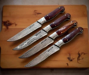Handmade Steak Knife Genuine Damascus Steel 5-Inch Non-Serrated - Picture 1 of 9