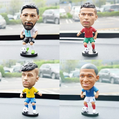 Cristiano Ronaldo Bobblehead Figure Model Kylian Mbappe Football Statue Gift Toy Cover