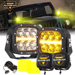 AUXBEAM 5"inch 132W 15600LM LED Work Driving Light Amber DRL Fog Pods + Covers - Picture 1 of 12