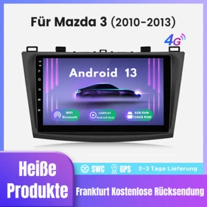 9'' Android 13 Carplay Autoradio Für Mazda 3 2010-2013 NAVI GPS DAB WIFI 6+128G - Bild 1 von 10