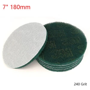 7" 180mm Green Scouring Pad Hook & Loop Abrasive Cleaning Pad 240 Grit Polishing - Picture 1 of 6