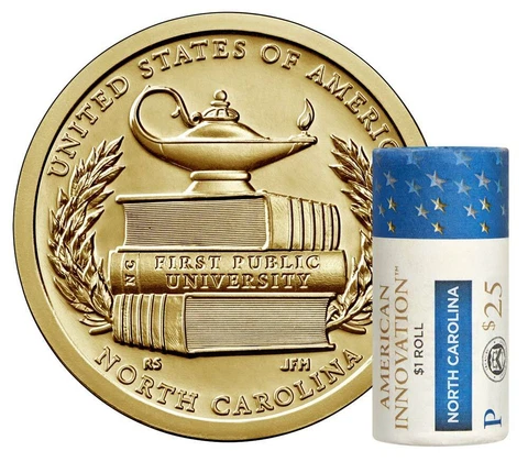 2021 P American Innovation $1 Dollar Coin Roll Mint Uncirculated North Carolina Cover