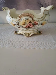 Antike Villeroy & Boch Schramberg Herzstück Jardiniere Floral 10,5" - Bild 1 von 23