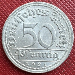 Germany, Weimar Republic 1921-A Aluminum 50 Pfennig. High Grade. KM# 27 - Picture 1 of 2
