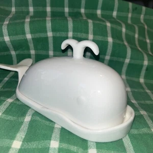 Butterdose mit Schnittmesslinie großer Wal weiß Dowan - Bild 1 von 7