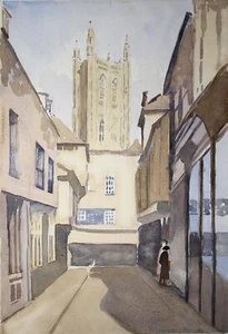 Reverend Henry Balmforth (1890-1977). Aquarell. Straßenansicht Kirche/Dom. - Bild 1 von 3
