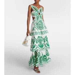 Farm Rio Richelieu Premium Linen Midi Dress floral flower green white size XL - Picture 1 of 18