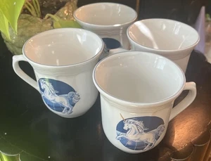 Unicorns 80s Unicorn Coffee Cups. Tienshan Stoneware. Set of Four. - Picture 1 of 10