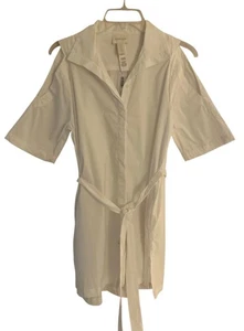 Camisa de popelina para mujer CHICO'S blanca lisa manga al hombro frío con cinturón nueva con etiquetas talla 0 - Imagen 1 de 6