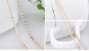 Real 18K Rose Gold Filled Italian 18 inch 1.5 mm thin Cable Chain Necklace J146R - Picture 1 of 1