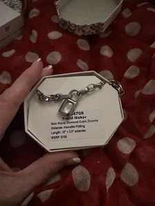 Bomb Party April 2025 Trend Maker Diamond CZ Lock Hematite Plating Necklace - Picture 1 of 3