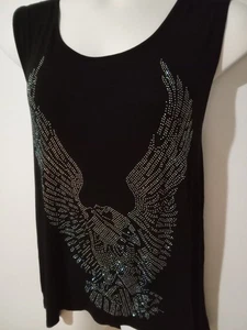 Vance Bikerwear Damen 3X Schwarz Tank Top Nieten Adler Punk Spitze Rücken Gothic - Bild 1 von 6