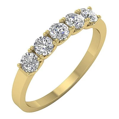 1.00 Carat Natural Diamond 14K Yellow Gold Five Stone Engagement Ring Prong Set - Image 1 of 4