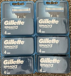 6 x 4er Pack Gillette Mach3 Turbo - Kartuschen Nachfüllpack 3 Klingen Rasierer Rasur - Bild 1 von 3