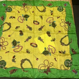 Bufanda vintage Vanette Creation 100 % cuadrada de seda joyería amarilla  - Imagen 1 de 5