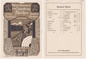 Franz Roth - München Bundesschießen Löwenbräu Speisekarte 1906 - Bild 1 von 1